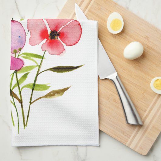 Waterverf Bloemen  Wildflowers Gepersonaliseerd Theedoek (Quarter Fold)