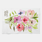 Waterverf Bloemen  Wildflowers Gepersonaliseerd Theedoek (Horizontaal)