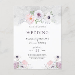 Waterverf Bloemen Winter Anemone Roos Bruiloft Uitnodiging Briefkaart