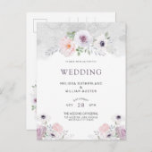 Waterverf Bloemen Winter Anemone Roos Bruiloft Uitnodiging Briefkaart (Voorkant / Achterkant)