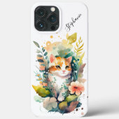 Waterverf Bloemen Wit en Sinaasappel Kat Case-Mate iPhone Case (Achterkant)