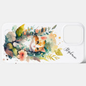 Waterverf Bloemen Wit en Sinaasappel Kat Case-Mate iPhone Case (Achterkant (horizontaal))