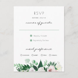 Waterverf Bloemen Wit Groen Bruiloft RSVP