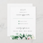 Waterverf Bloemen Wit Groen Bruiloft RSVP (Voorkant / Achterkant)