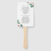 Waterverf Bloemen Wit Groen Huwelijksprogramma Handwaaier (Achterkant)