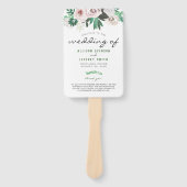 Waterverf Bloemen Wit Groen Huwelijksprogramma Handwaaier (Voorkant)