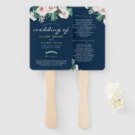 Waterverf Bloemen Wit Groen Huwelijksprogramma Handwaaier