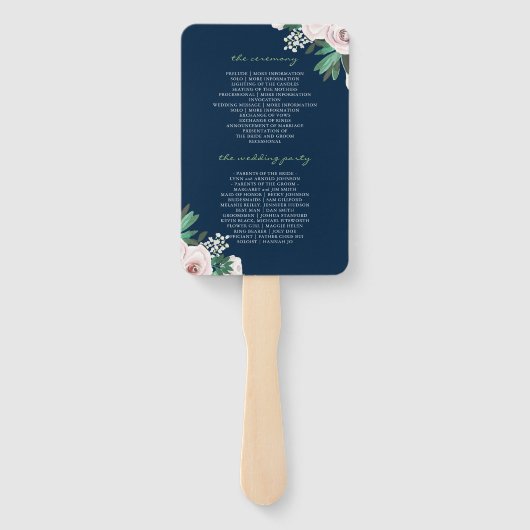 Waterverf Bloemen Wit Groen Huwelijksprogramma Handwaaier (Achterkant)