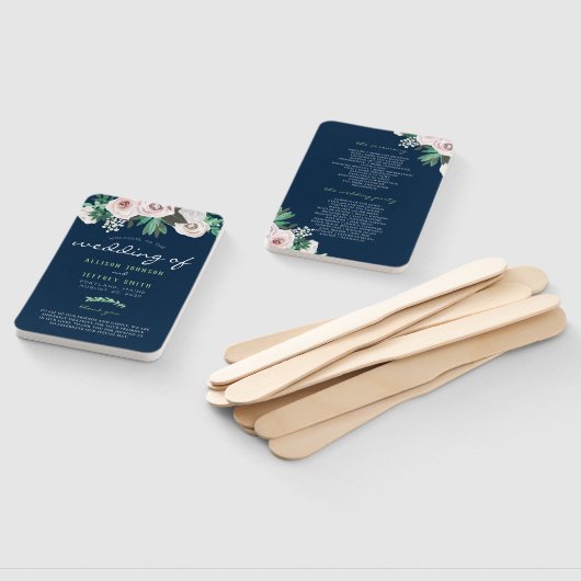 Waterverf Bloemen Wit Groen Huwelijksprogramma Handwaaier (Niet-gemonteerd)