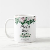 Waterverf Bloemen Wit Groen Maid van Honor Favor Koffiemok (Links)