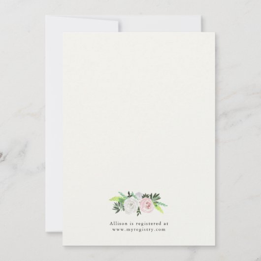 Waterverf Bloemen Wit Groen Vrijgezellenfeest Kaar Kaart (Achterkant)