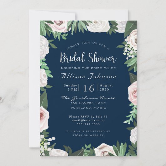 Waterverf Bloemen Wit Groen Vrijgezellenfeest Kaar Kaart (Voorkant)