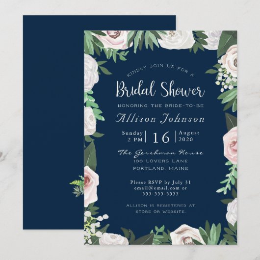 Waterverf Bloemen Wit Groen Vrijgezellenfeest Kaar Kaart (Voorkant / Achterkant)