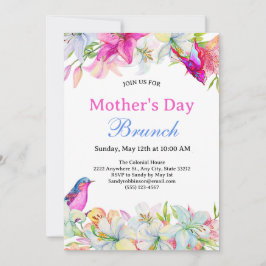  Waterverf Bloemen Wit Moederdag Brunch Kaart