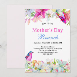  Waterverf Bloemen Wit Moederdag Brunch Kaart