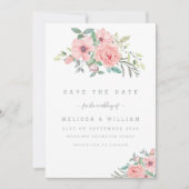 Waterverf Bloemen Wit Roze Bruiloft Save The Date (Voorkant)