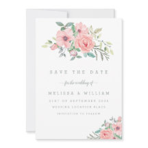 Waterverf Bloemen Wit Roze Bruiloft