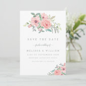 Waterverf Bloemen Wit Roze Bruiloft Save The Date (Staand voorkant)