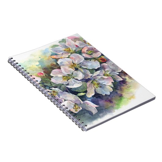 Waterverf bloemen witte appelbloem illustratie notitieboek (Rechterzijde)
