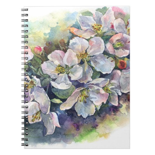 Waterverf bloemen witte appelbloem illustratie notitieboek (Voorkant)