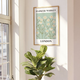 Waterverf Bloemen Witte Daisy Flower Market Poster