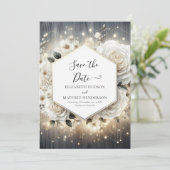Waterverf Bloemen Witte Rozen bruiloft Save The Date (Staand voorkant)