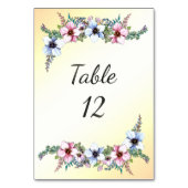Waterverf bloemen Yellow Shine Table Number Kaart (Achterkant)