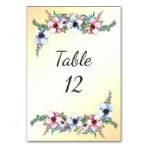 Waterverf bloemen Yellow Shine Table Number