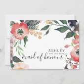 Waterverf bloemen zal mijn Bridesmaid naam zijn Kaart (Voorkant)
