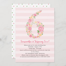 Waterverf Bloemen ZES 6e Verjaardag Kaart