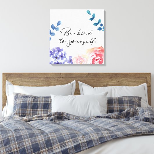 Waterverf bloemen zijn aardig voor uzelf inspirati canvas afdruk (Insitu (Slaapkamer))