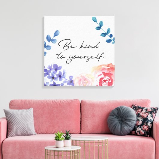 Waterverf bloemen zijn aardig voor uzelf inspirati canvas afdruk (Insitu (Woonkamer))