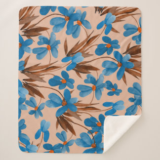 Waterverf Bloemen Zomer Print Patroon Sherpa Deken