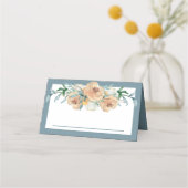 Waterverf Bloemen Zomerbruiloft Blauw Groen Plaatskaartje (Achterkant)