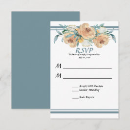 Waterverf Bloemen Zomerbruiloft Blauw Groen RSVP Kaartje