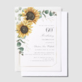 Waterverf Bloemen Zonnebloem 60ste Verjaardagsfees Vellum Uitnodigingen (Offset)