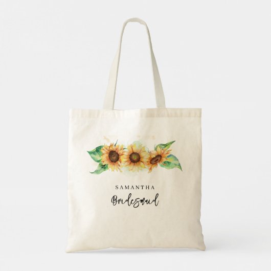 Waterverf Bloemen Zonnebloem Bruidsmeisje Tote Bag (Achterkant)
