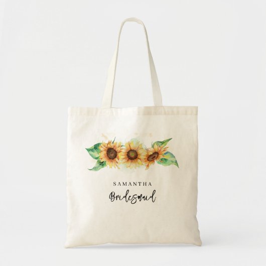 Waterverf Bloemen Zonnebloem Bruidsmeisje Tote Bag (Voorkant)