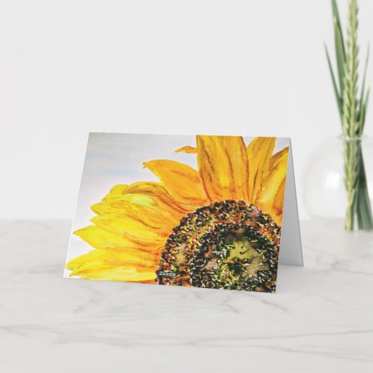 Waterverf Bloemen Zonnebloem Dank u Kaart (Achterkant)