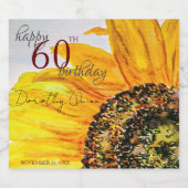 Waterverf Bloemen Zonnebloem Verjaardagsfeest Sparkling Wijnetiket (Enkel label)