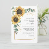 Waterverf Bloemen Zonnebloem Vrijgezellenfeest Kaart (Staand voorkant)