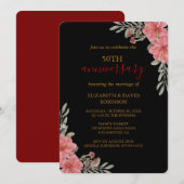 waterverf Bloemen Zwart 50 jarig huwelijk Kaart (Voorkant / Achterkant)