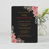 waterverf Bloemen Zwart 50 jarig huwelijk Kaart (Staand voorkant)