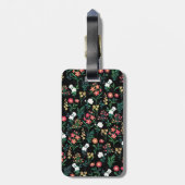  Waterverf Bloemen Zwart Botanisch Bagagelabel (Achterkant verticaal)
