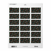  Waterverf Bloemen Zwart Botanisch Etiket (Full Sheet)