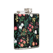  Waterverf Bloemen Zwart Botanisch Heupfles (Rechts)