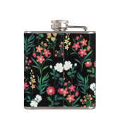  Waterverf Bloemen Zwart Botanisch Heupfles (Achterkant)