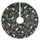  Waterverf Bloemen Zwart Botanisch Kerstboom Rok (Voorkant)