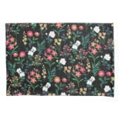  Waterverf Bloemen Zwart Botanisch Kussensloop (Voorkant-Links)