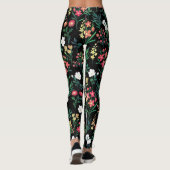 Waterverf Bloemen Zwart Botanisch Leggings (Achterkant)